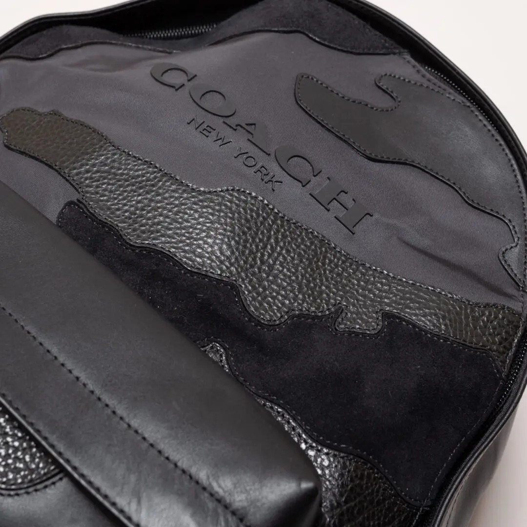 Coach Charles Backpack Black Leather/Mixed Tonal Camo Bag