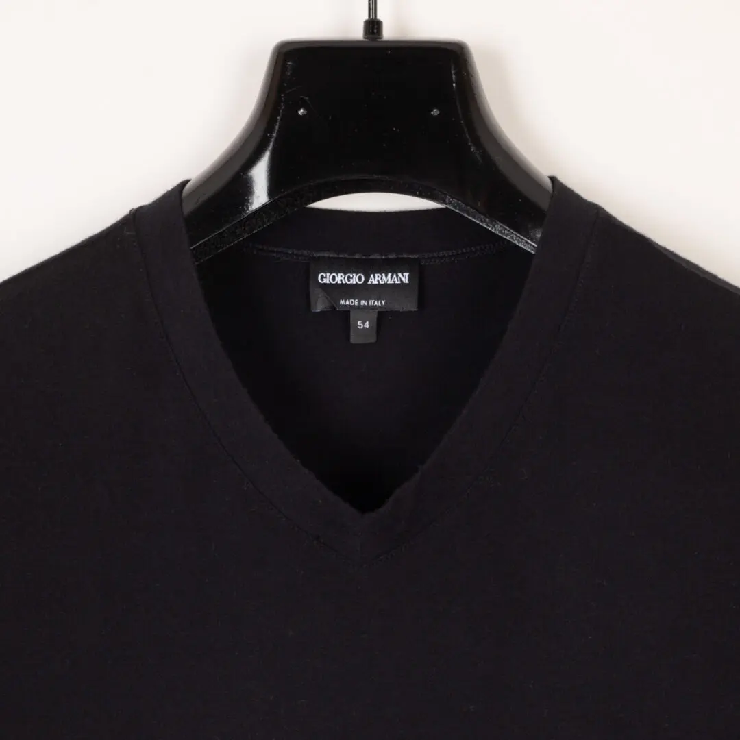 Giorgio Armani Stretch Viscose Jersey V-Neck Icon T-Shirt Black