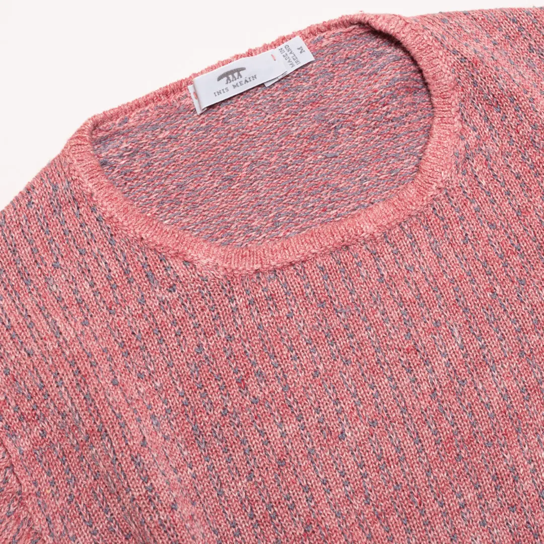 Inis Meain Masters of Linen Sweater Size M Pink Gray Crewneck