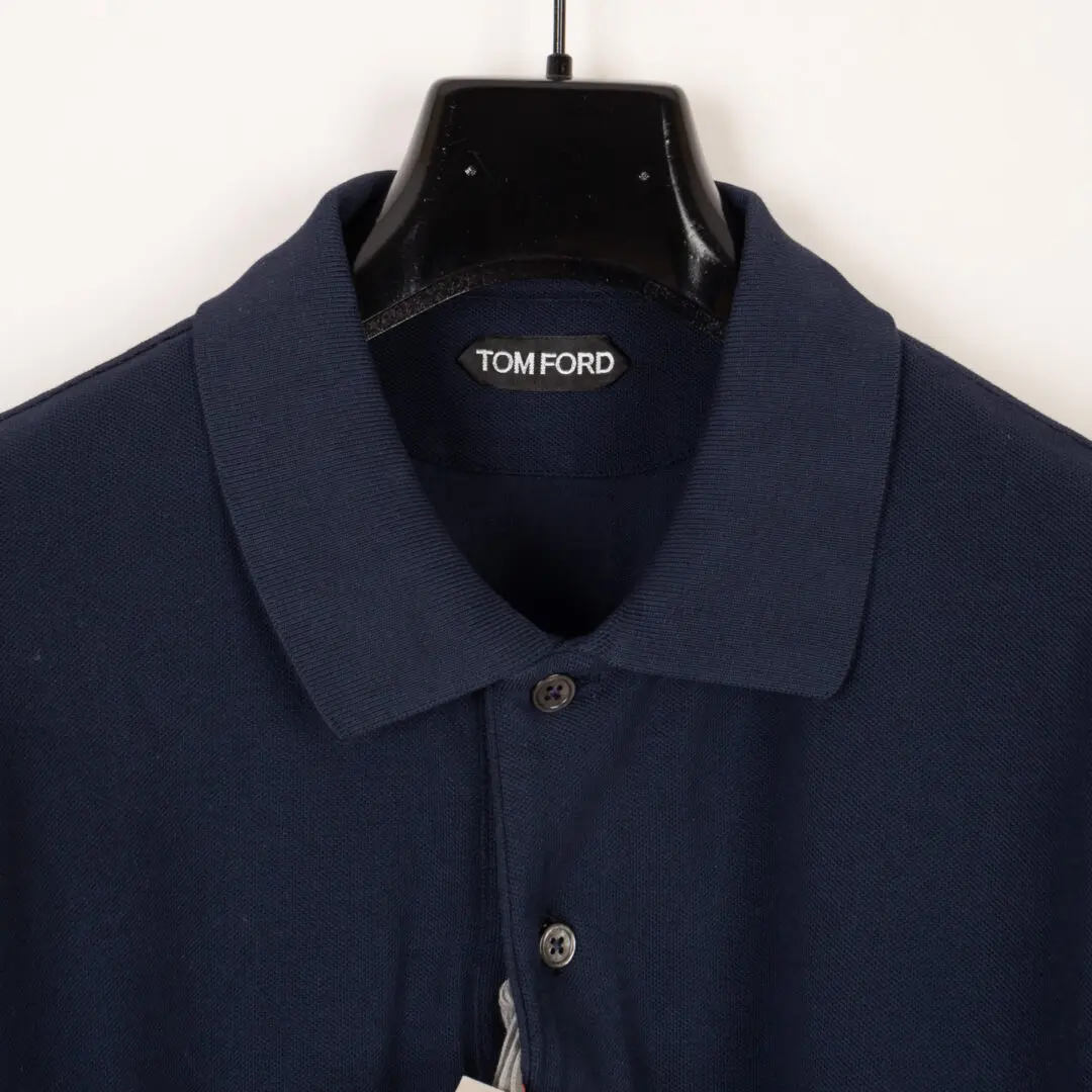 Tom Ford Tennis Piquet Polo Shirt Size EU54 Ink Blue Short Sleeve