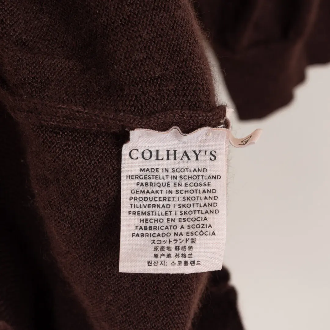 Colhay's Polo Sweater Chocolate Brown Cashmere Silk Blend S/S