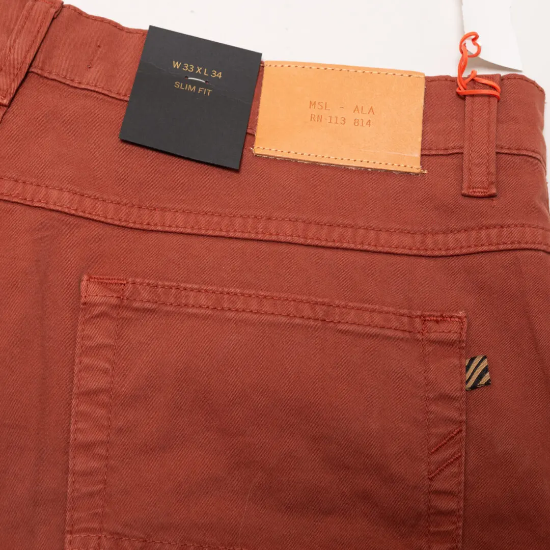 Billy Reid Jeans W33 Burnt Orange MSL-ALA Slim Fit 5-Pocket Chino