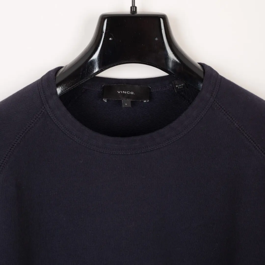 Vince Size L French Terry Long Sleeve Raglan Crewneck Dark Navy