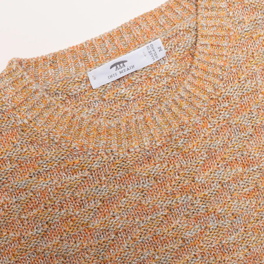 Inis Meain Linen Sweater Size M Orange Cream Crewneck Knit