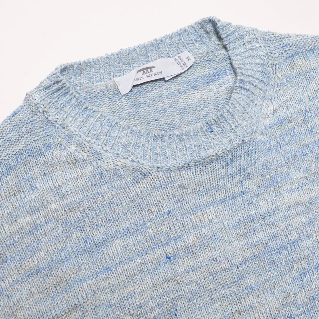 Inis Meain Masters of Linen Sweater Size M Heather Blue Gray