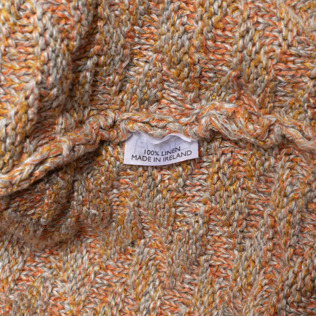 Inis Meain Linen Sweater Size M Orange Cream Crewneck Knit