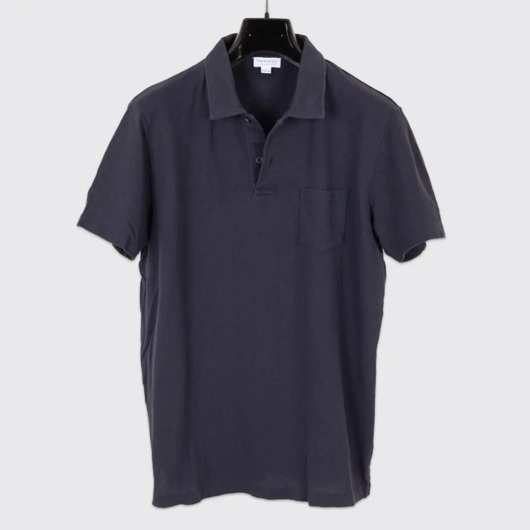 Sunspel Riviera Cotton Polo Size L Men Navy Cotton Casual Shirt