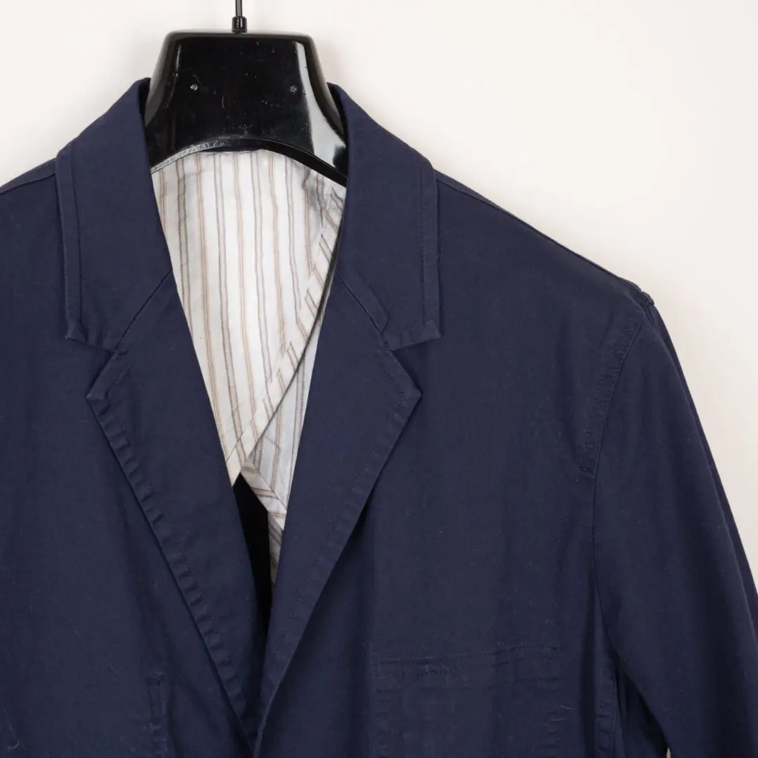 Mr. Turk Blazer Size 44 Navy Blue Cotton Blend Unstructured Jacket