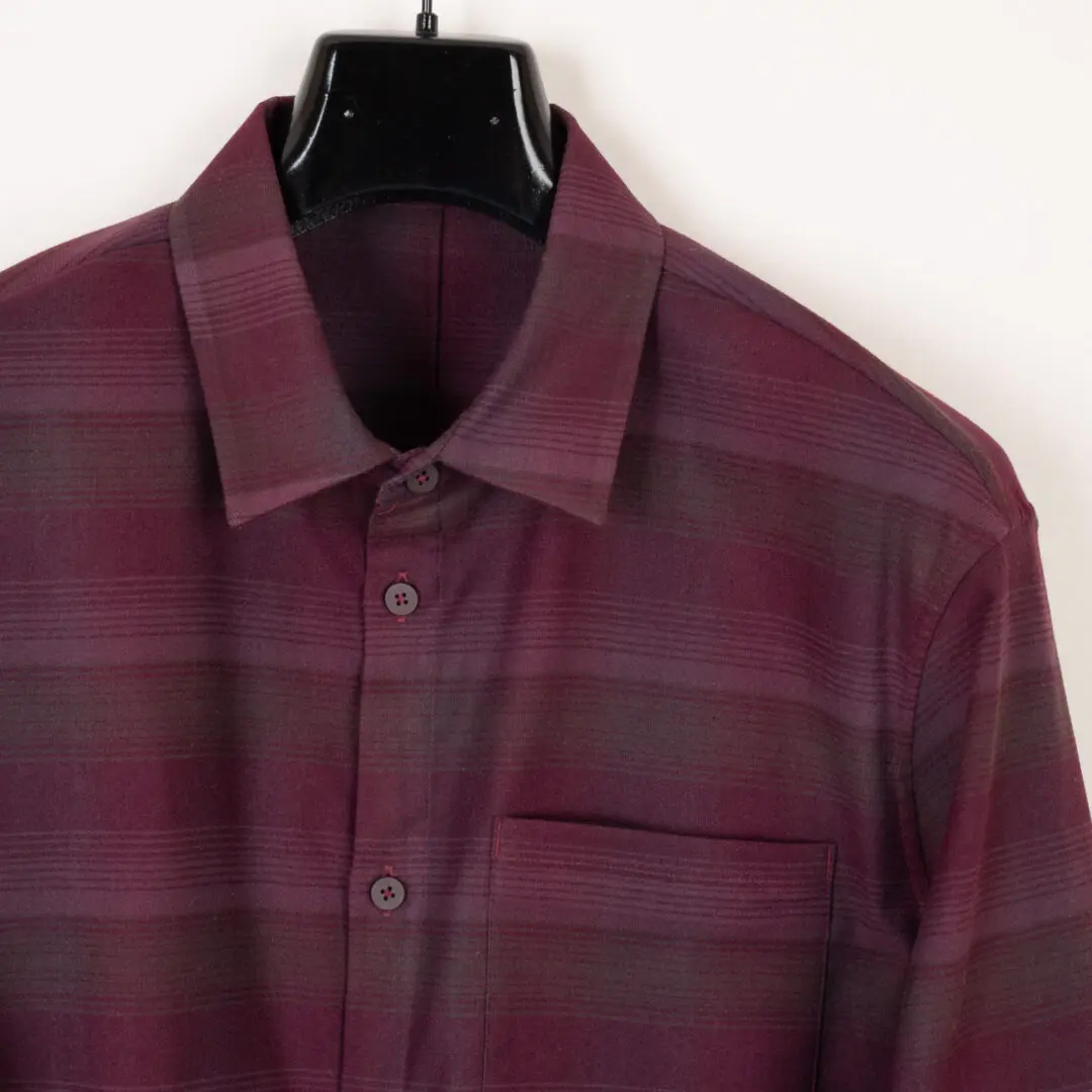 Lululemon Flannel Shirt Size XL Men Red Tonal Stripe Long Sleeve