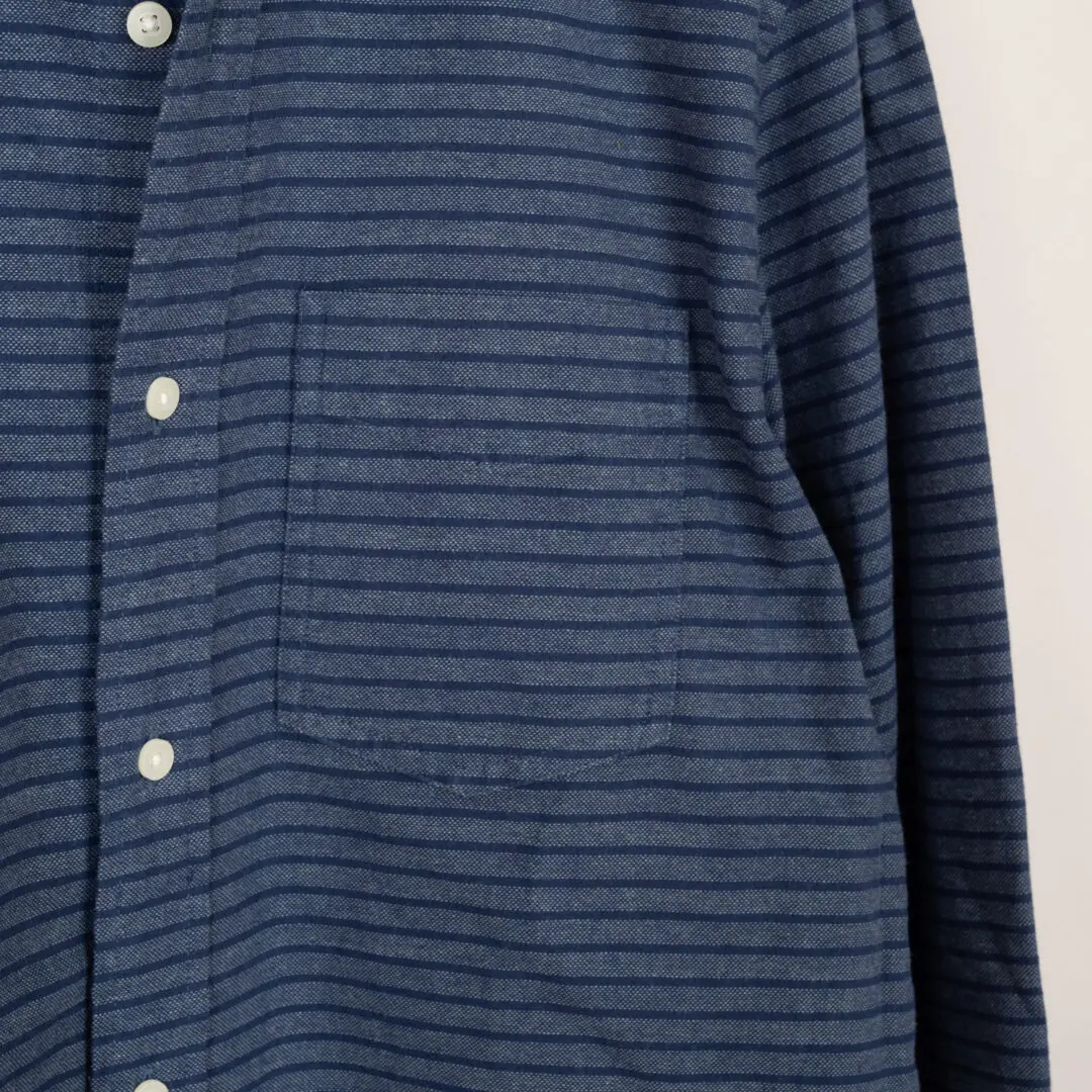 Jack Spade Shirt Size L/G Indigo Blue Stripe Woven Button Down