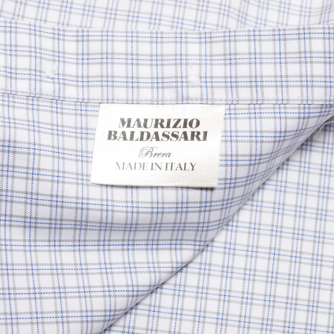 Maurizio Baldassari Sport Shirt Size M White Tattersall Check