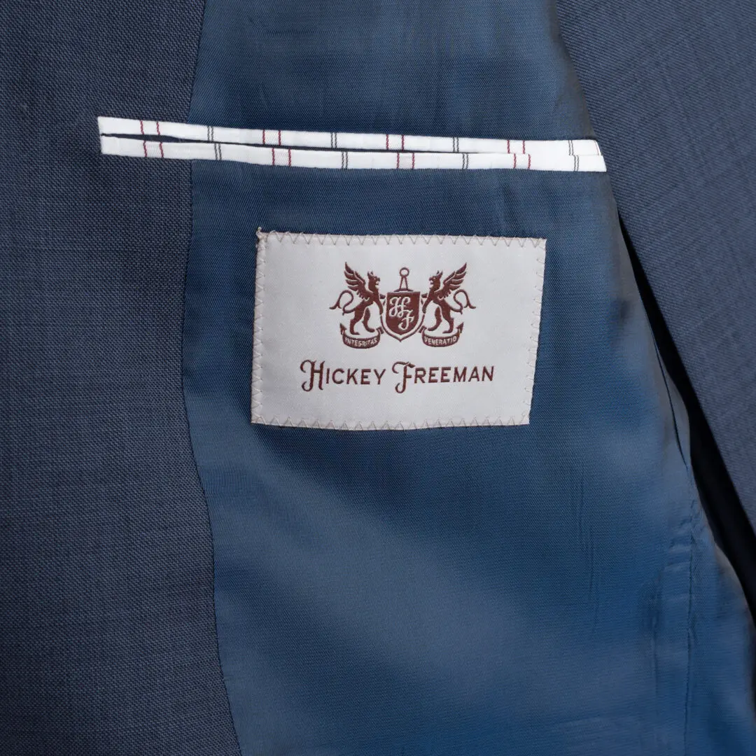 Hickey Freeman Suit Size 42 L Solid Dark Blue Wool Made in USA