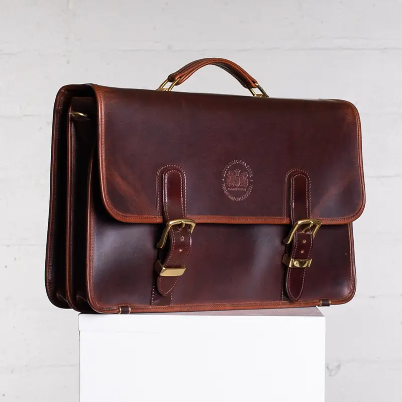 Horween leather briefcase by Mitchell Leather, made in USA