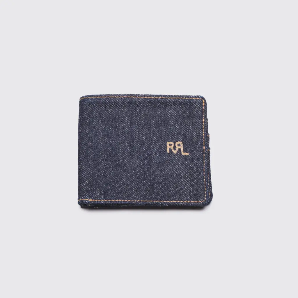 Dark selvedge denim wallet by Double RL