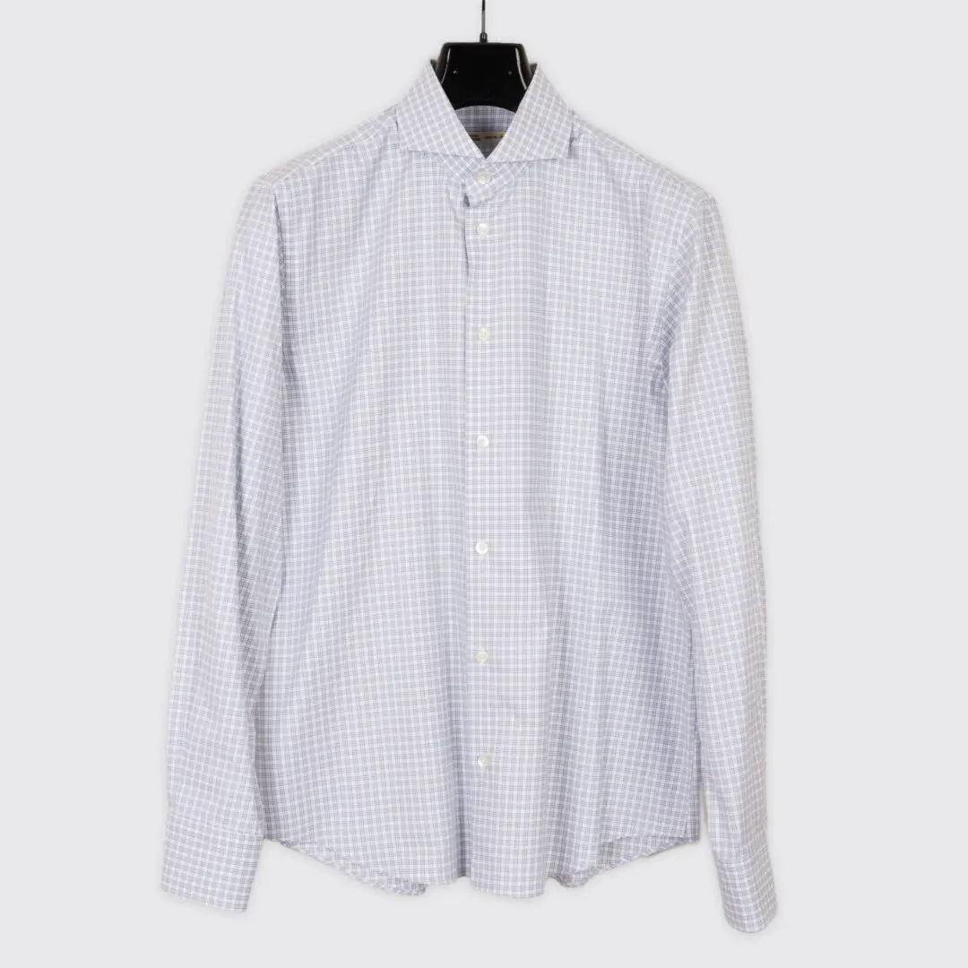 Maurizio Baldassari Sport Shirt Size M White Tattersall Check