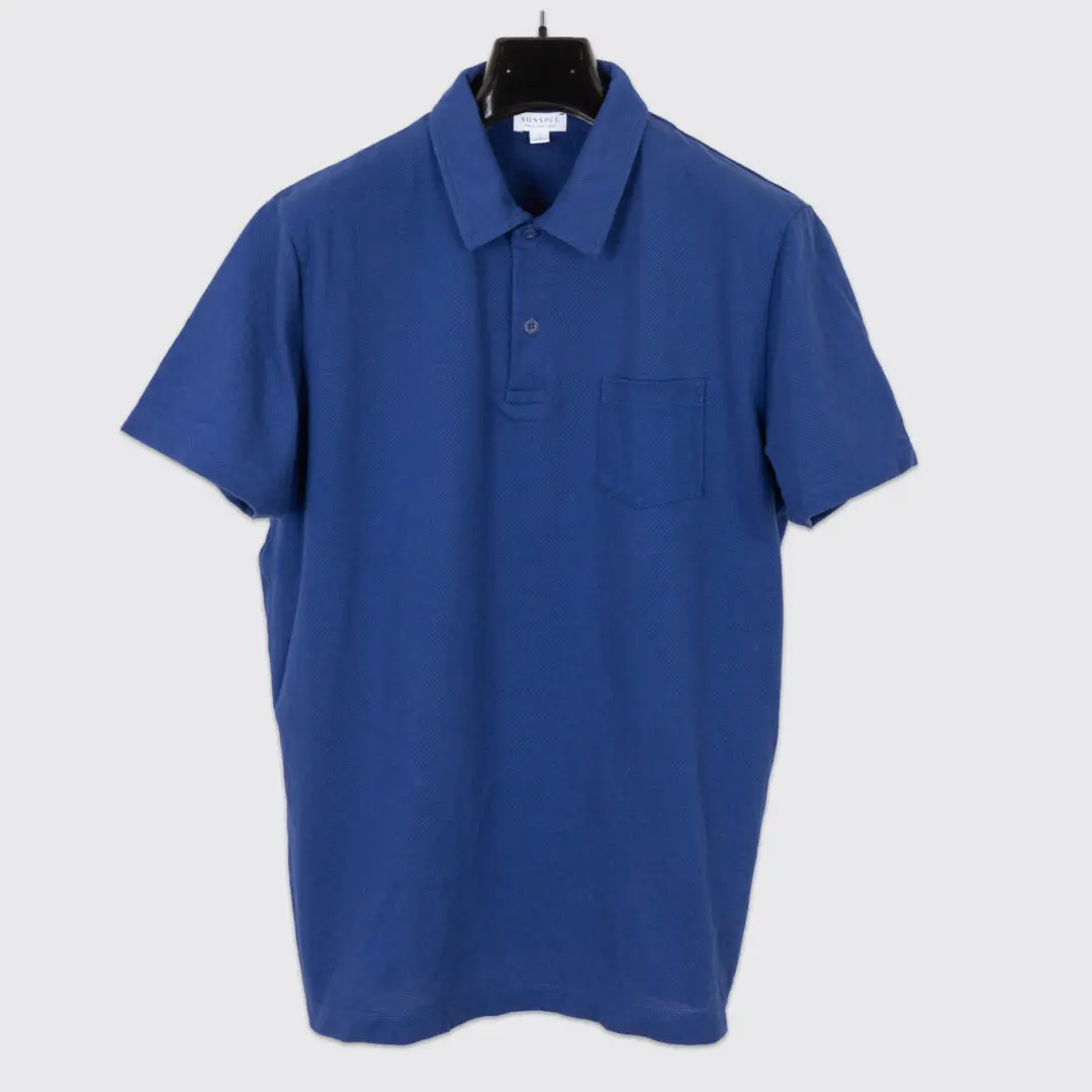 Sunspel Riviera Cotton Polo Size L Men Blue Cotton Casual Shirt