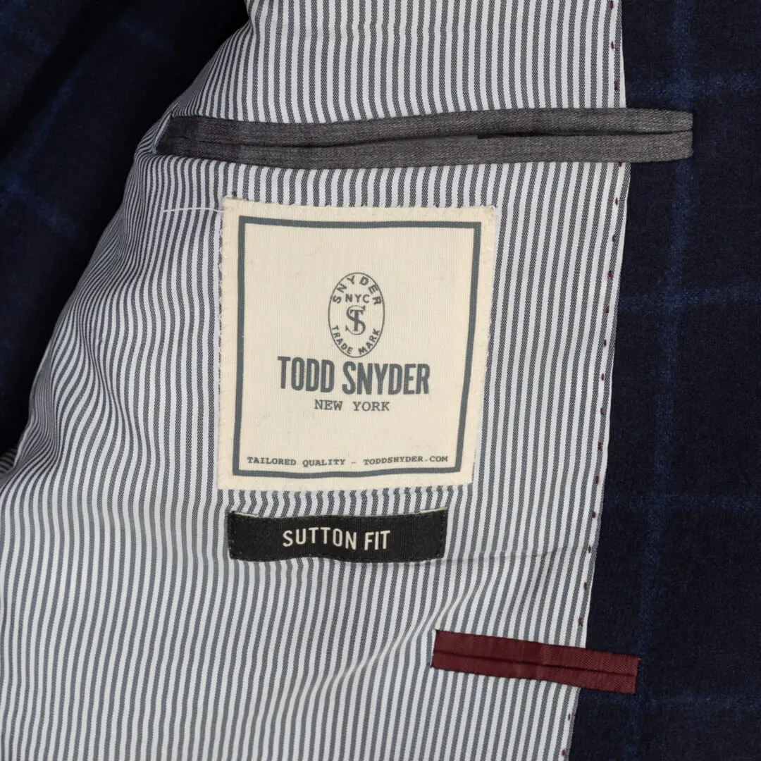 Todd Snyder Sutton Suit 42L Navy Windowpane Check Wool Flannel