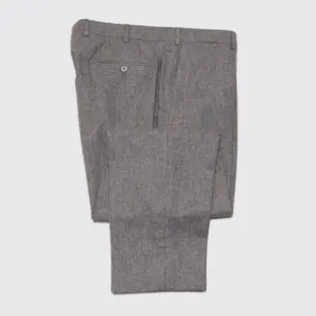 Isaia Napoli Pants Size EU54 Gray Flannel 130s Wool Flat Front