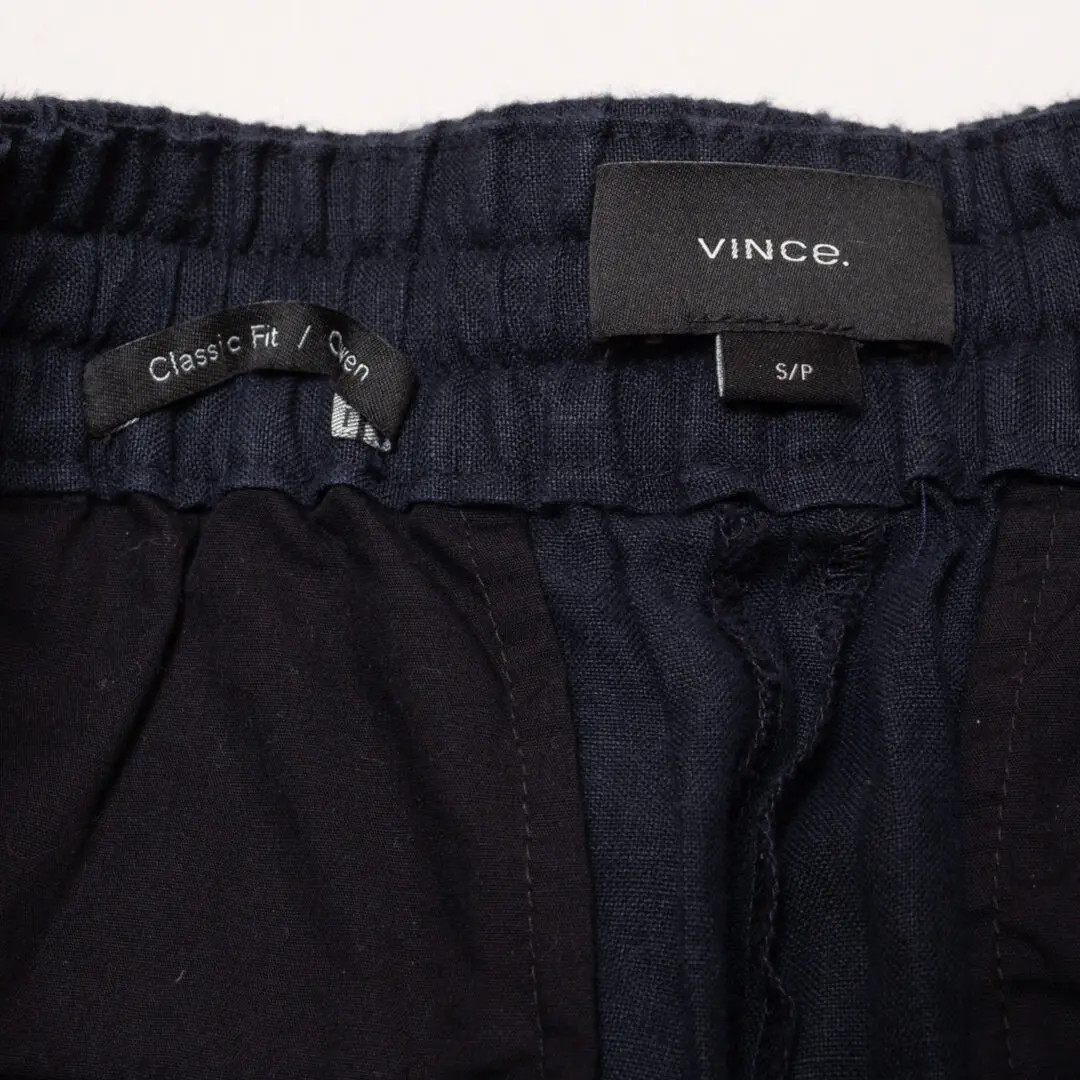 Vince Pants Size S Navy Blue Lightweight Hemp Classic Fit Owen