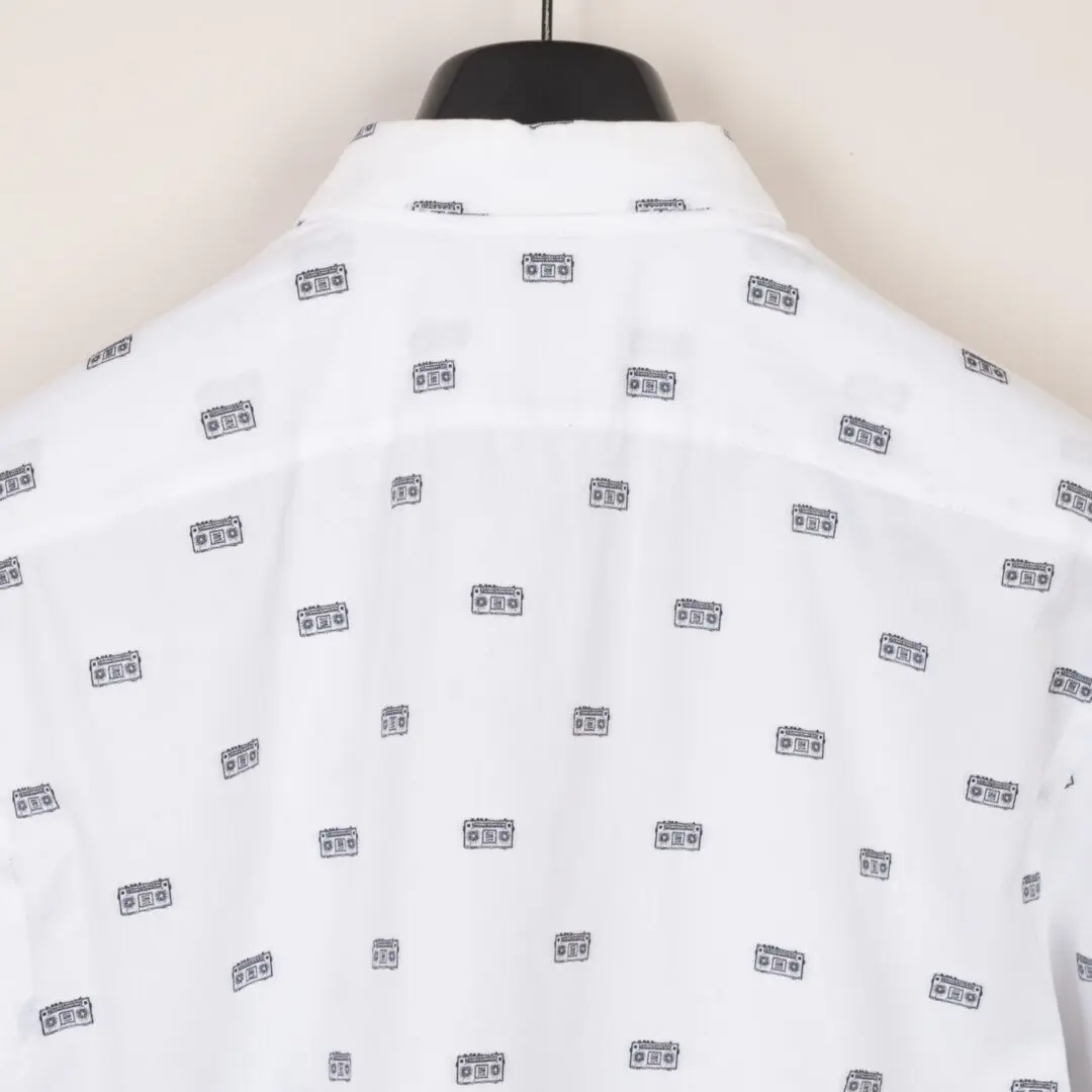 Paul Smith Boombox Printed Sport Shirt Size 15.5" White Cotton