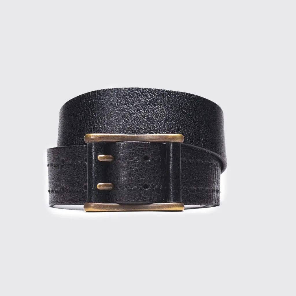 Barney's New York belt, black leather, two prong