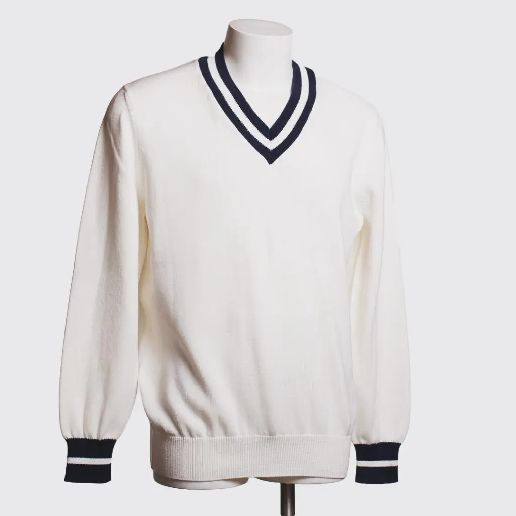 Brunello Cucinelli tennis sweater, white navy