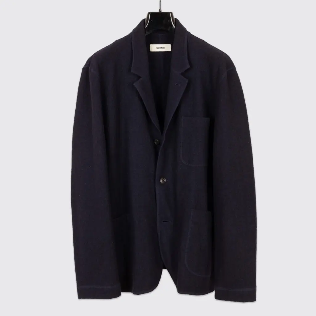 BM16003.403NVYXS buck mason unlined felted chore coat navy blue