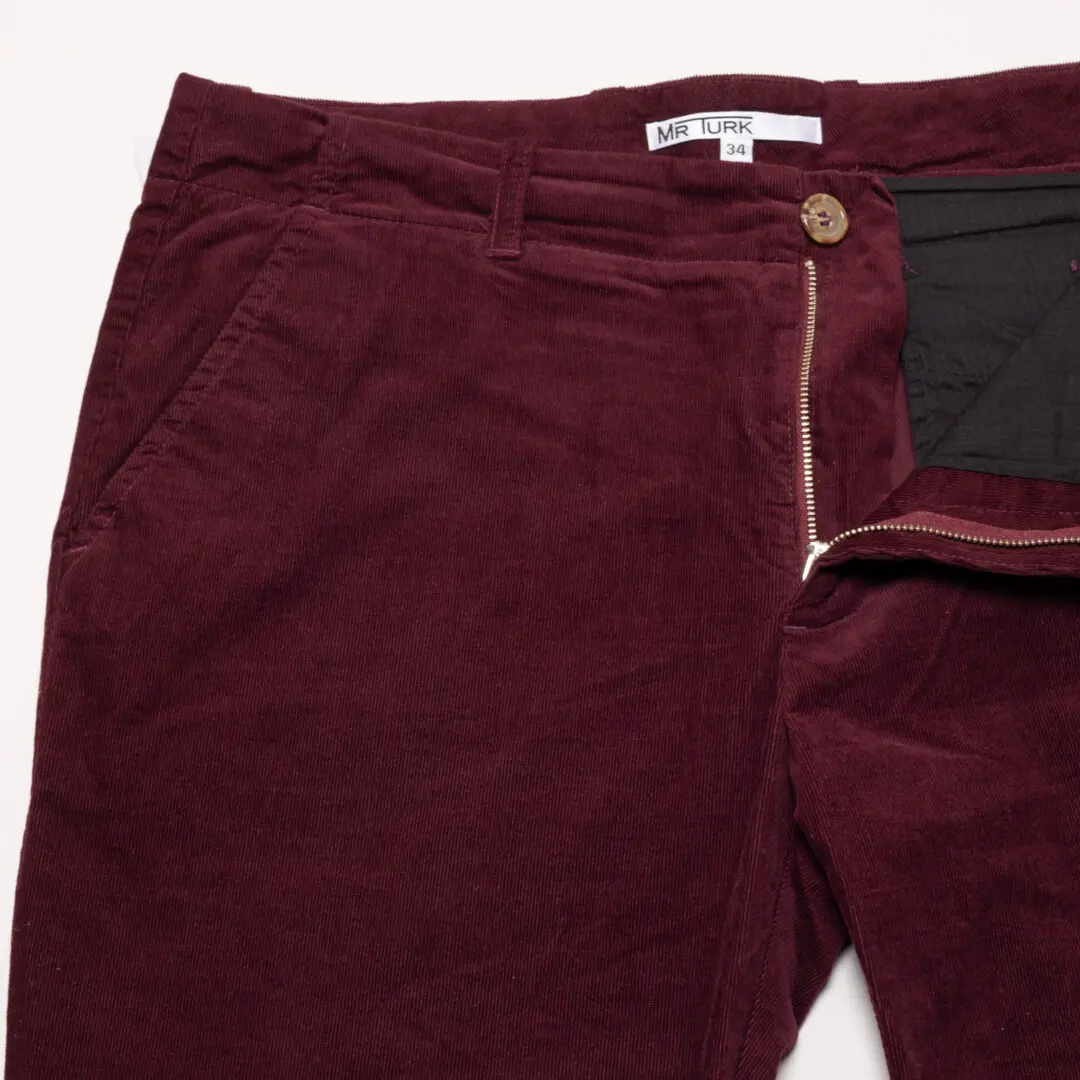 Mr. Turk Pants W34 Red Wine Burgundy Corduroy Made in U.S.A.