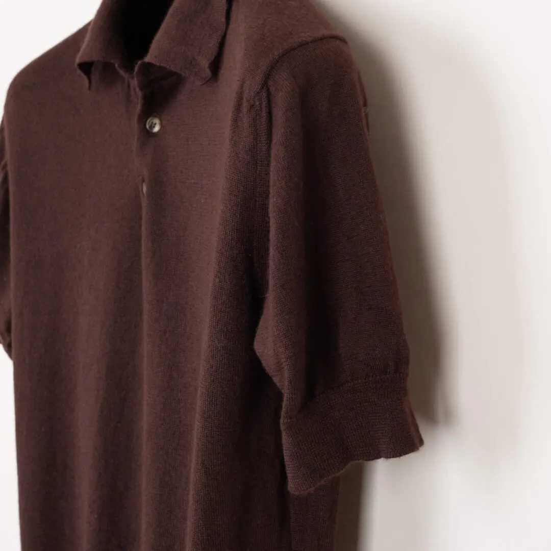 Colhay's Polo Sweater Chocolate Brown Cashmere Silk Blend S/S