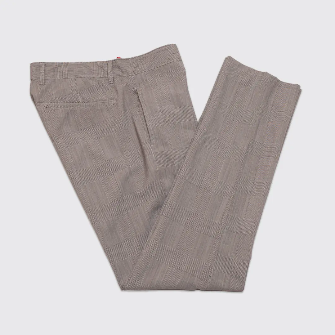 Massimo Alba Pants Size EU46 Light Brown Plaid Lightweight Wool