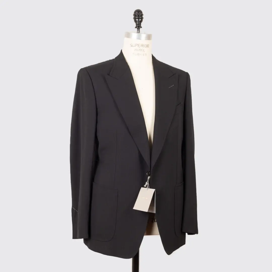 TOM FORD Shelton Jacket Size EU56 R Men Black Wool Peak Lapel