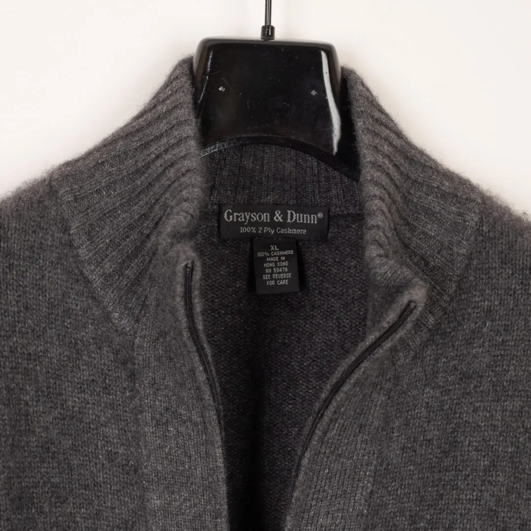 Grayson & Dunn Cashmere Full Zip Size XL Charcoal Gray Sweater