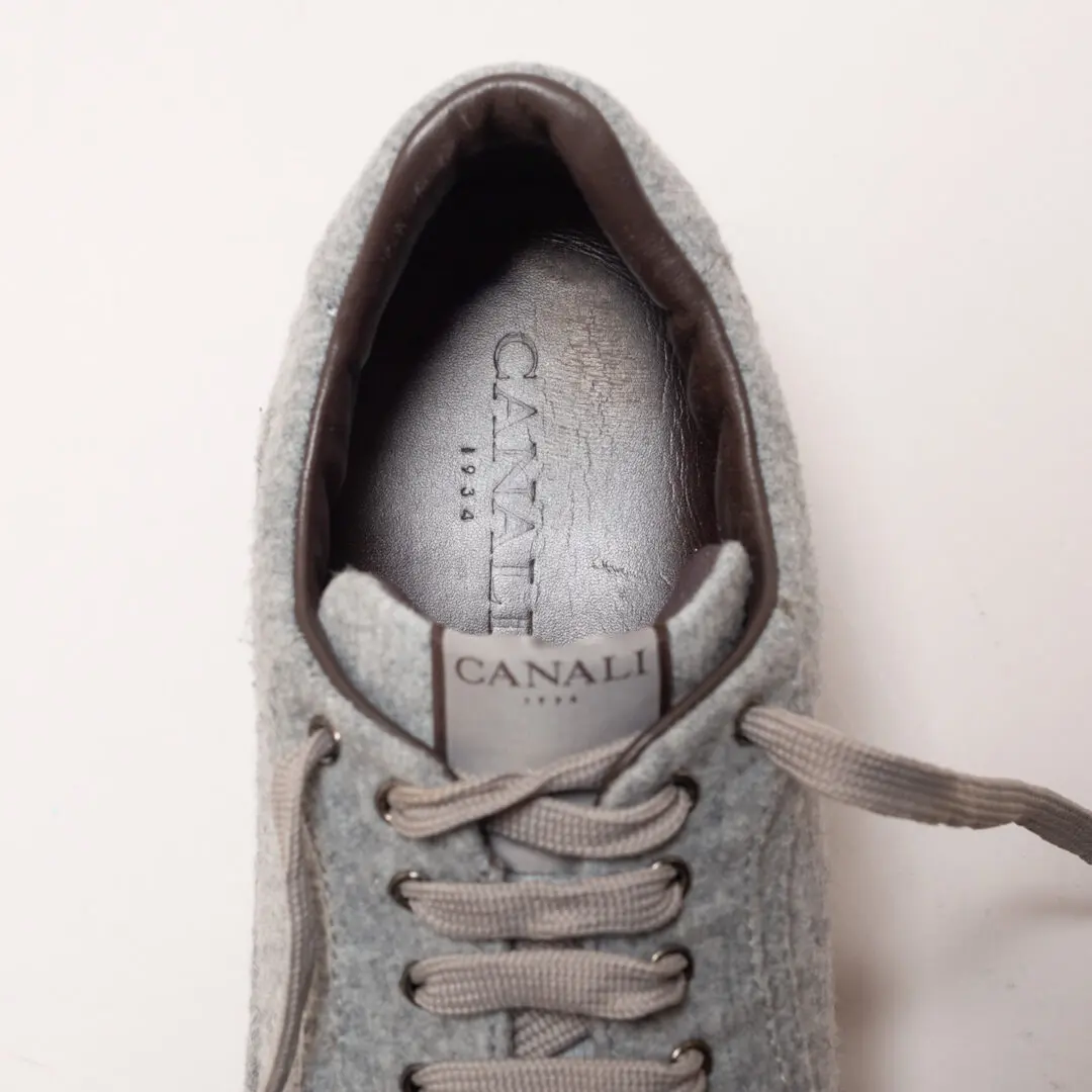 Canali Wool Sneakers Size EU42 Heather Gray Lace Up Made in Italy