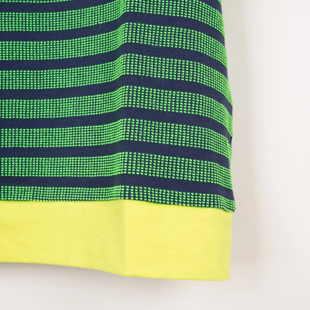 Mr. Turk Polo Shirt Size XL Bright Green Navy and Fluoro Yellow