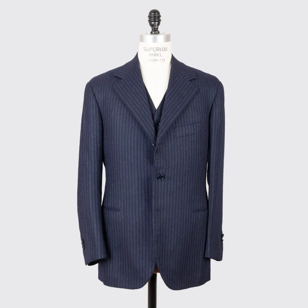 Liverano & Liverano Suit Size 39 S (EU50) Navy Flannel 3-Piece