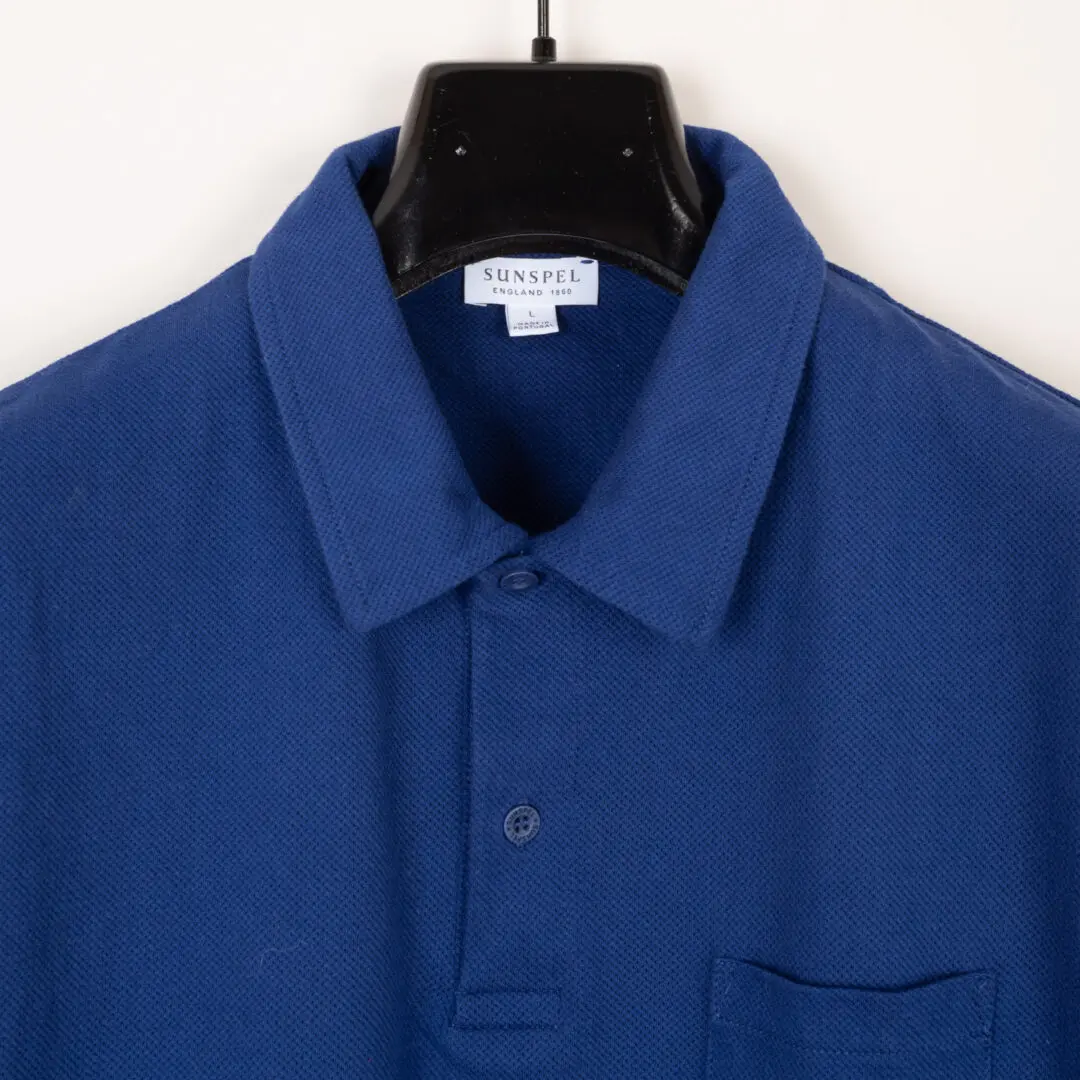 Sunspel Riviera Cotton Polo Size L Men Blue Cotton Casual Shirt