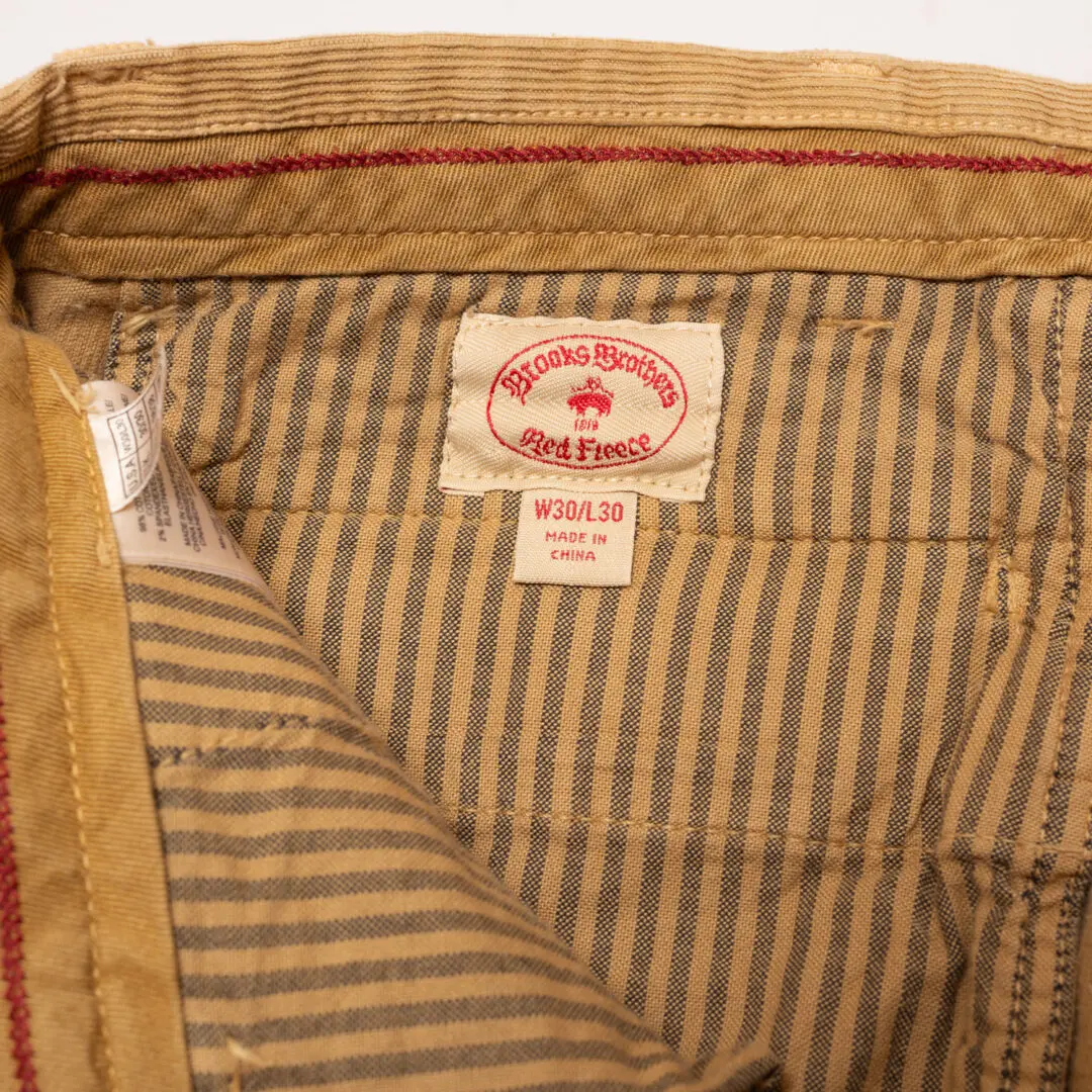 Brooks Brothers Red Fleece Pants W30 L29 Tan Corduroy Slim Fit