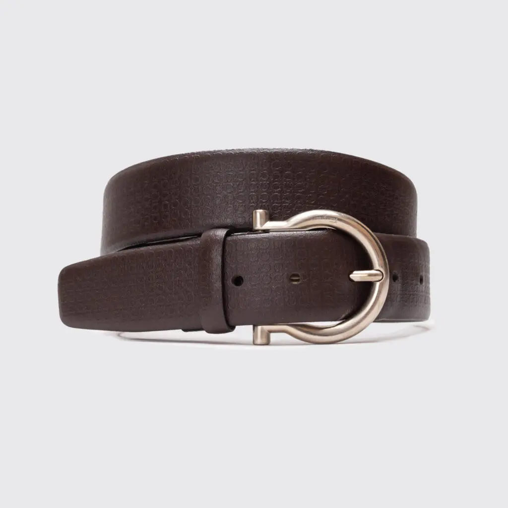 Brown belt by Salvatore Ferragamo with Gancini buckle