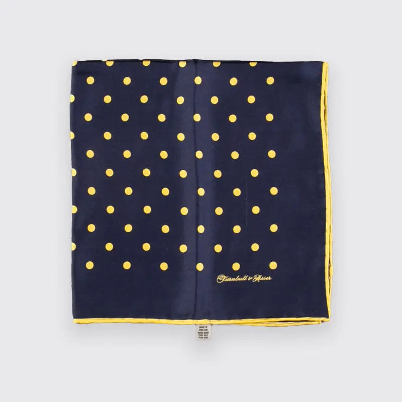 Navy with yellow pocket square by Turnbull & Asser England