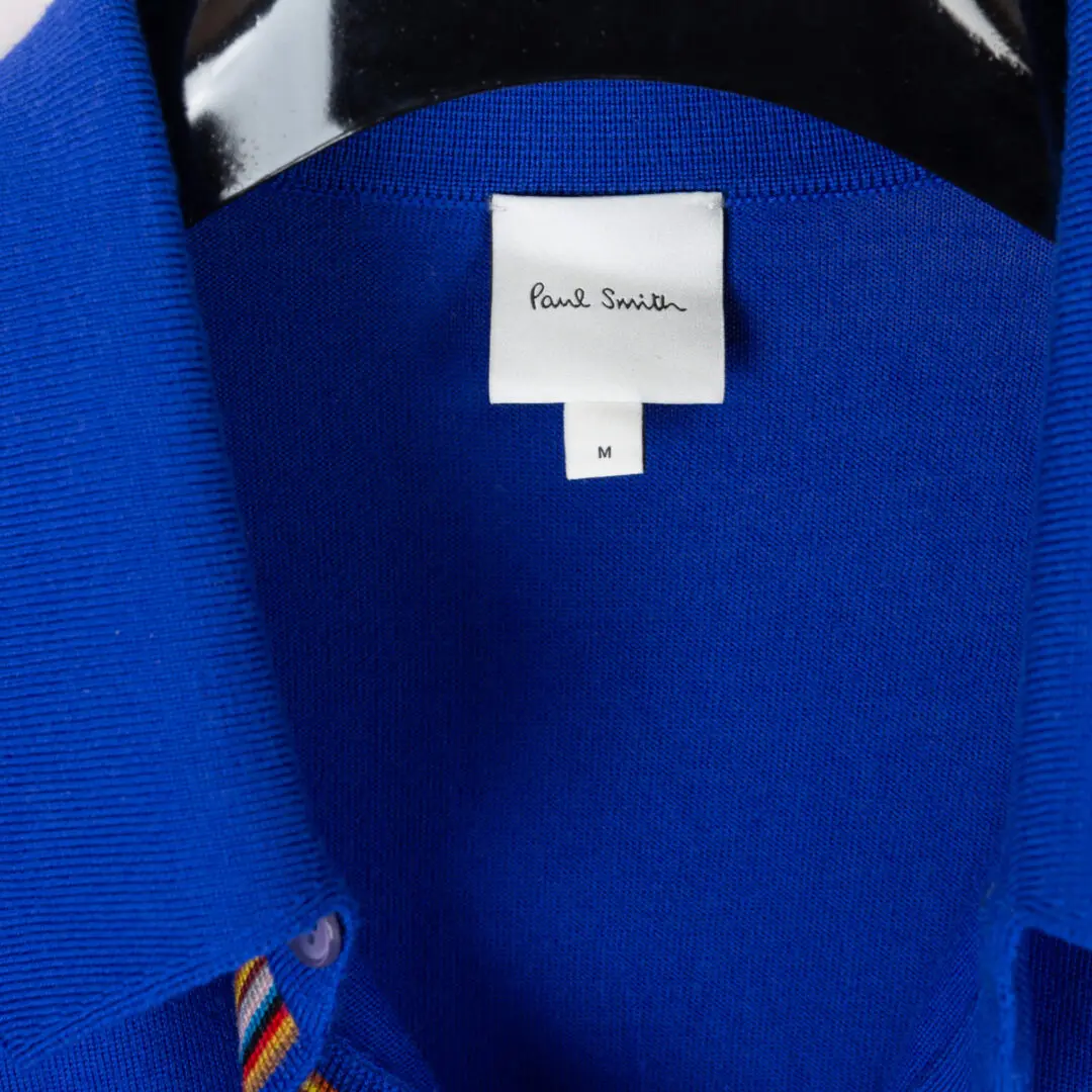 Paul Smith Polo Sweater Size M Cobalt Blue Merino Wool