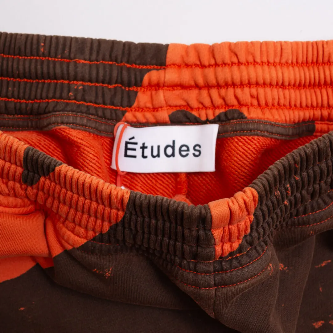 Etudes Studios Racing Camo Print Shorts Size M Orange Terry Cotton