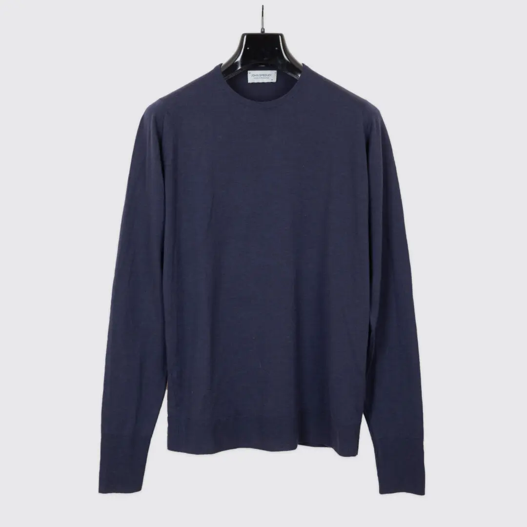 John Smedley Merino Sweater Size M Navy Blue Lightweight Crewneck