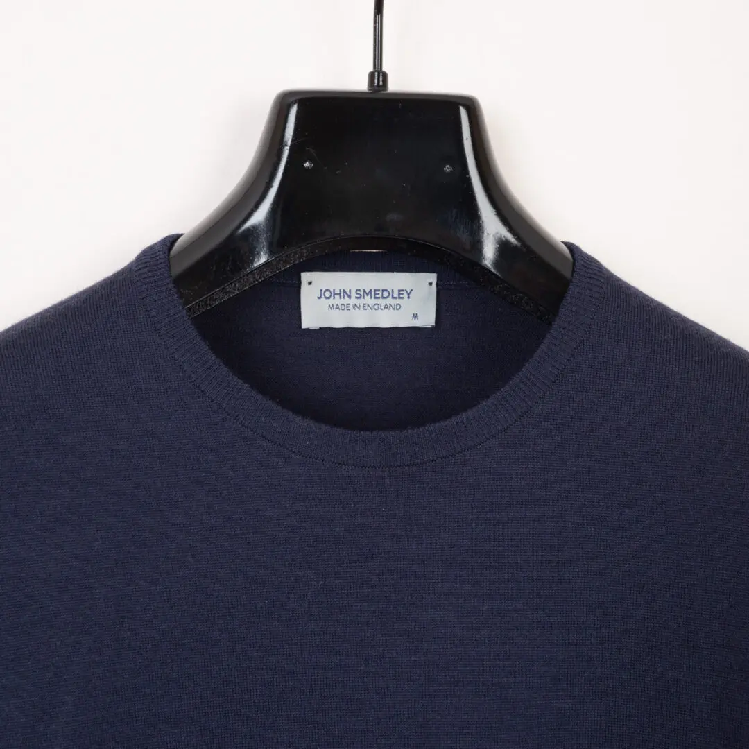 John Smedley Merino Sweater Size M Navy Blue Lightweight Crewneck