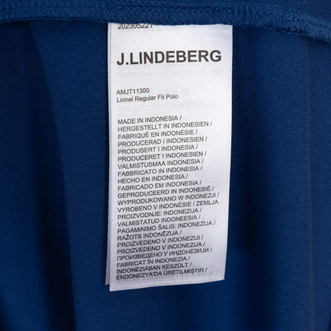 J.Lindeberg Lionel Regular Fit Polo Size M Estate Blue Golf Shirt