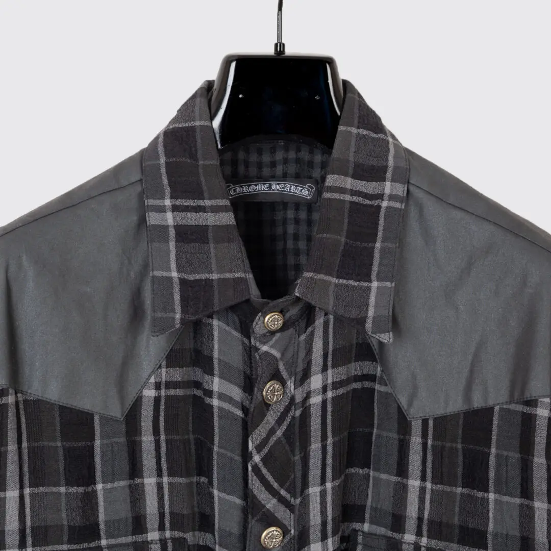 Chrome Hearts Shirt Size XL Men Gray Plaid Cotton Viscose Western