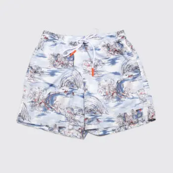 Isaia Napoli Swim Shorts Size M Blue White Capri Italy Landmarks