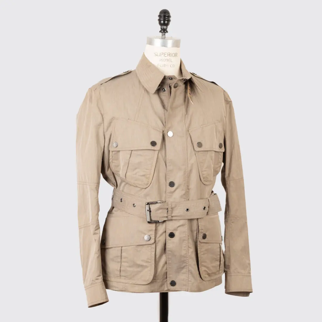 Belstaff England Belted Jacket Size EU56 Men Beige Cotton Nylon