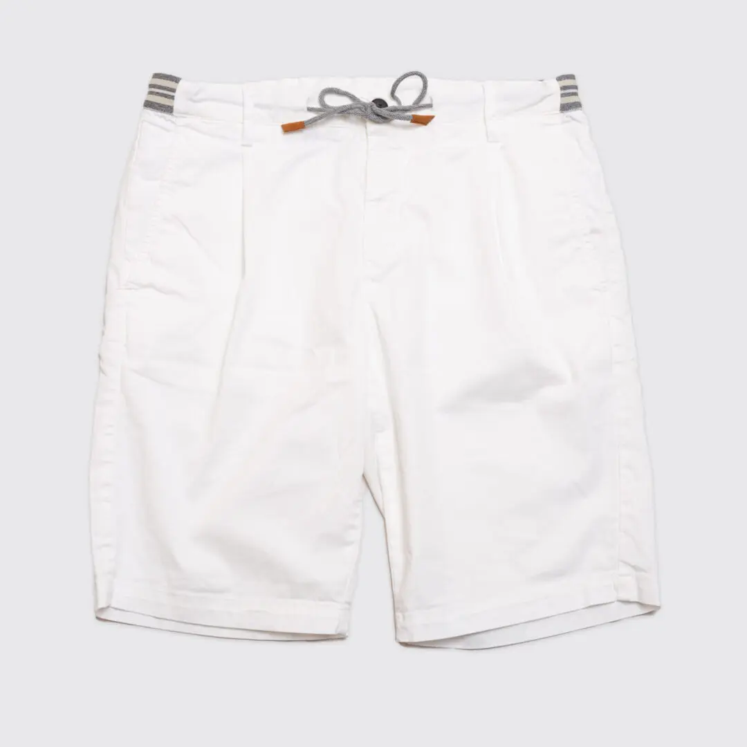 Eleventy Shorts W32 Men White Cotton Bermuda Jogger with Pleats