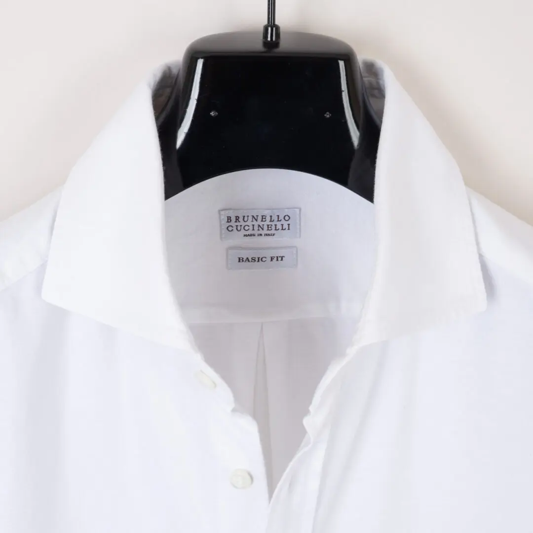 Brunello Cucinelli White Basic Fit Size EU52 Jersey Cotton Shirt