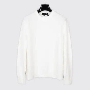 Theory Men Size M Cream White Thermal Knit Crewneck Sweatshirt